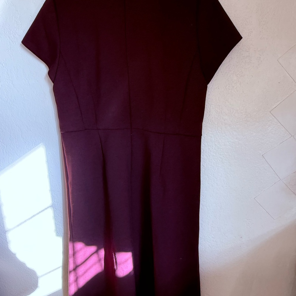 Ann Taylor Red Pleated Sheath Midi Dress